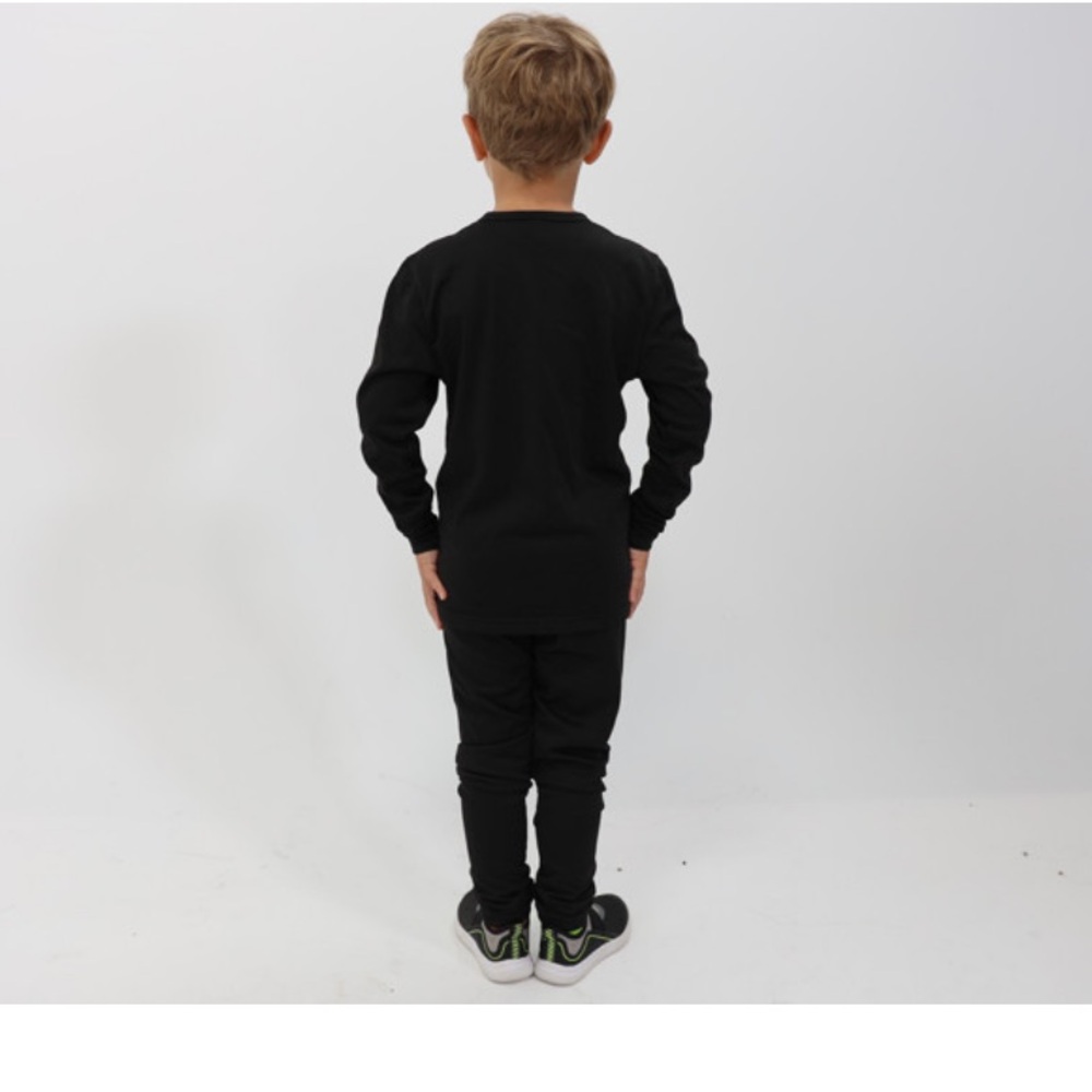 Youth 2 piece base layer Black mid weight Long Sleeve/pant Set